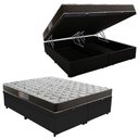 Ver imagem 1 de Cama Box Baú Queen Colchão Mola Ensacada Belos Sonhos + Box Suede 67x158x198 Preto