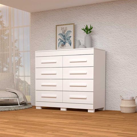 Cômoda Índia 08 Gavetas 100% MDF Linhamobília Branco