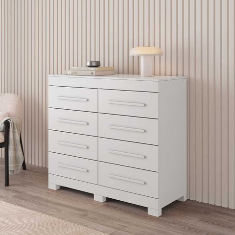 Cômoda Índia 08 Gavetas 100% MDF Linhamobília Branco