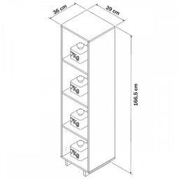 Estante para Livros Nomad 1 Porta 3 Prateleiras Preto/castanho - Appunto - 4 Estante para Livros Nomad 1 Porta 3 Prateleiras Preto/castanho - Appunto - 4