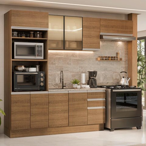 Armário de Cozinha Completa 270 cm Rustic Glamy Madesa 18