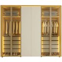 Ver mais imagens de Guarda-Roupa Casal 6 Portas 4 Portas Reflecta com LED com Pés 100% MDF Splendor Marrom/Marrome/Off White