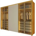 Ver imagem 2 de Guarda-Roupa Casal 6 Portas 4 Portas Reflecta com LED com Pés 100% MDF Splendor Marrom/Marrome/Off White