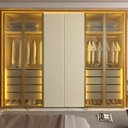 Ver imagem 7 de Guarda-Roupa Casal 6 Portas 4 Portas Reflecta com LED com Pés 100% MDF Splendor Marrom/Marrome/Off White