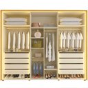 Ver imagem 4 de Guarda-Roupa Casal 6 Portas 4 Portas Reflecta com LED com Pés 100% MDF Splendor Marrom/Marrome/Off White