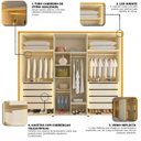 Ver imagem 6 de Guarda-Roupa Casal 6 Portas 4 Portas Reflecta com LED com Pés 100% MDF Splendor Marrom/Marrome/Off White