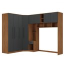Ver imagem 2 de Guarda-roupa Casal Modulado Lugano 8 Portas 3 Gavetas Nogal/grafite - Hecol Móveis