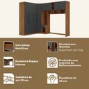 Ver imagem 5 de Guarda-roupa Casal Modulado Lugano 8 Portas 3 Gavetas Nogal/grafite - Hecol Móveis
