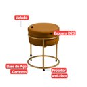Ver imagem 5 de Kit 2 Puff Redondo Argola Levi Veludo Terracota Base em Aço Dourado