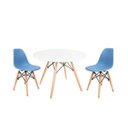 Ver imagem 1 de Conjunto Infantil Mesa e Cadeiras Eames Wood - Kit com 2 Cadeiras Azuis