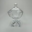 Ver mais imagens de Potiche Decorativo de Vidro Transparente 28x17x17cm Tampa Enfeite Sala Mesa
