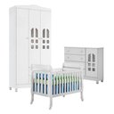 Ver imagem 1 de Quarto de Bebê New Selena 3 Portas com Berço Lila e Cômoda Selena Branco Brilho – Carolina Mó