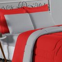 Ver imagem 3 de Kit Edredom Dupla Face + Jogo de Lençol Casal Viúva Nobre 6 Peças Malha 100% Algodão - Vermelho