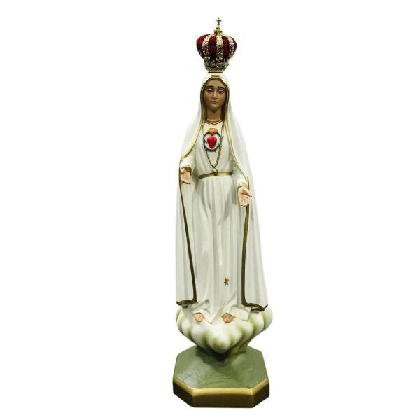 Imagem Nossa Senhora de Fátima Imaculado Coração de Maria 34 cm Resina - 3