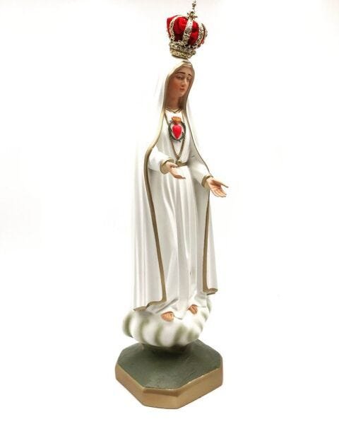 Imagem Nossa Senhora de Fátima Imaculado Coração de Maria 34 cm Resina - 2
