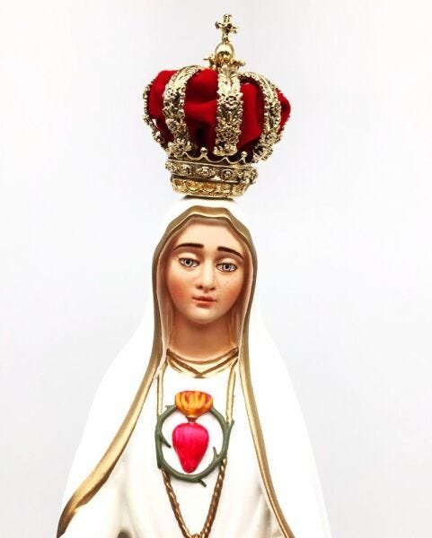 Imagem Nossa Senhora de Fátima Imaculado Coração de Maria 34 cm Resina