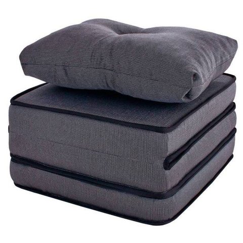 Puff Multiuso 3 em 1 Solteiro com Travesseiro Courvin Chumbo