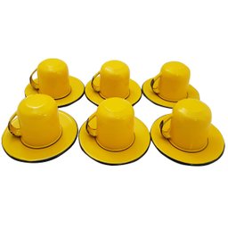Jogo De Xícaras Com Pires 6 Canecas Esmaltada 180ml Chá Café Amarelo - 1
