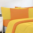 Ver imagem 2 de Kit Edredom + Jogo de Lençol Malha 100% Algodão Gran Moratta 7 Peças Casal - Amarelo-laranja