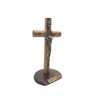 CRUCIFIXO DE PAREDE E MESA MADEIRA CILÍNDRICO SÃO BENTO DOURADO 17 CM - 3
