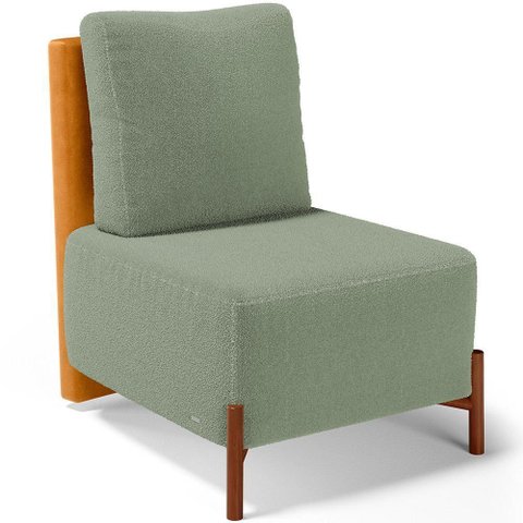 Poltrona Decorativa Living Pés Madeira Hungria L02 Couríssimo Whisky Bouclê Oliva - Lyam