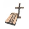 CRUCIFIXO DE MESA E PAREDE COM MEDALHA DE SÃO BENTO PRATA 19 CM - 1