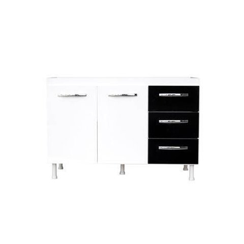Balcão Pia Camile 120cm 2 Portas 3 Gavetas Bco/pto - Moblis