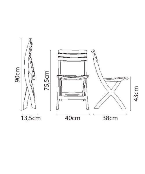 Conjunto de Mesa e 4 Cadeiras Dobrável Ripada Antares Plástico Branco - 6