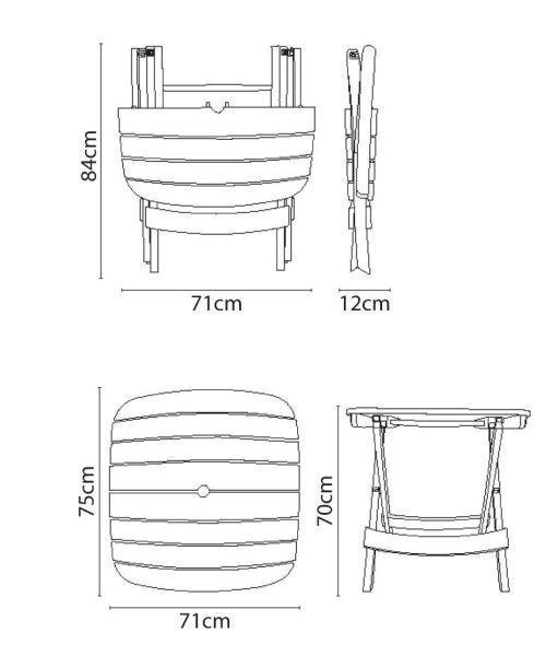 Conjunto de Mesa e 4 Cadeiras Dobrável Ripada Antares Plástico Branco - 7