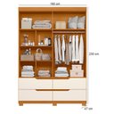 Ver imagem 2 de Guarda Roupa Solteiro Doble 04 Portas com Espelho e Cômoda Verona Cinamomo Off White - Móveis