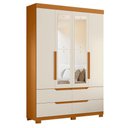 Ver imagem 4 de Guarda Roupa Solteiro Doble 04 Portas com Espelho e Cômoda Verona Cinamomo Off White - Móveis