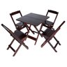 Conjunto 4 Cadeiras e 1 Mesa Dobrável 60 x 60 - com Pintura Imbuia - 1