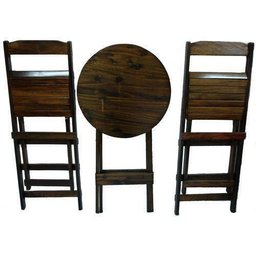 Conjunto Bistrô de Madeira Dobrável - com Pintura Café - 2