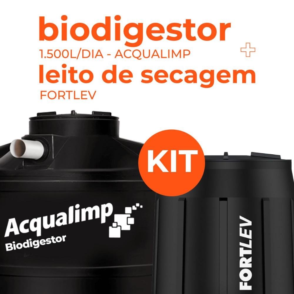 Kit Fossa Séptica Biodigestor 1.500l/dia Acqualimp e Leito de Secagem Fortlev - 2