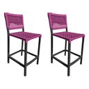 Ver imagem 1 de Kit 2 Banquetas França em Corda Náutica e Base em Alumínio Preta para Área Gourmet Rosa
