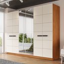 Ver imagem 1 de Guarda-roupa Casal Lisboa 6 Portas 4 Gavetas com Espelho Freijó/creme - Politorno