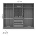 Ver imagem 4 de Guarda-roupa Casal Lisboa 6 Portas 4 Gavetas com Espelho Freijó/creme - Politorno