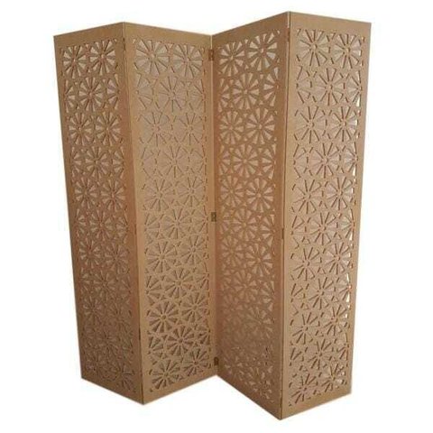 Biombo 4 Folhas 172X180cm Mdf Modelo 12 Cru Vazado