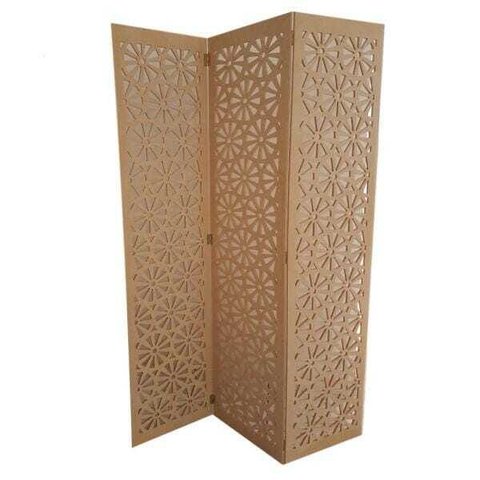 Biombo 3 Folhas 129X180cm Mdf Modelo 12 Cru Vazado