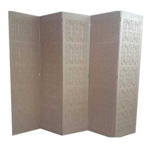 Biombo 5 Folhas 215x180cm MDF Modelo 2 Gravado Cru