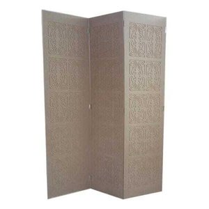 Biombo 3 Folhas 129x180cm MDF Modelo 2 Gravado Cru