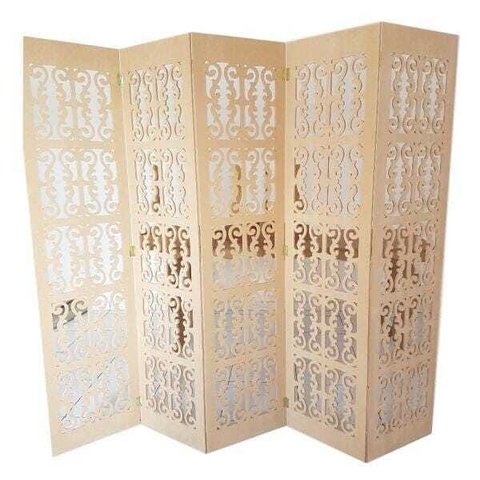 Biombo 5 Folhas 215x180cm MDF Modelo 2 Cru Vazado