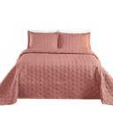 Ver imagem 4 de Kit Cobre Leito Colcha Tendência Casal 3 Peças Micropercal 200 Fios Bordado Premium - Rosê