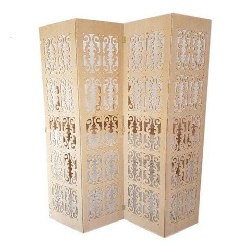 Biombo 4 Folhas 172X180cm Mdf Modelo 2 Cru Vazado