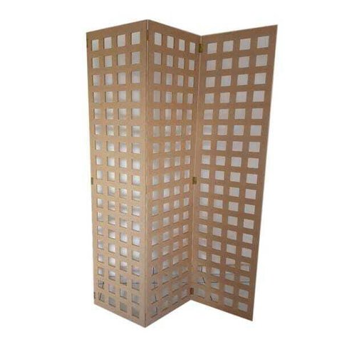 Biombo 3 Folhas 129X180cm Mdf Modelo 7 Cru Vazado