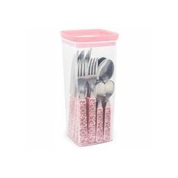 Conjunto de Talheres + Pote - Simonaggio Sintonia Decor Provençal - 25 Pçs - Rosa - 2