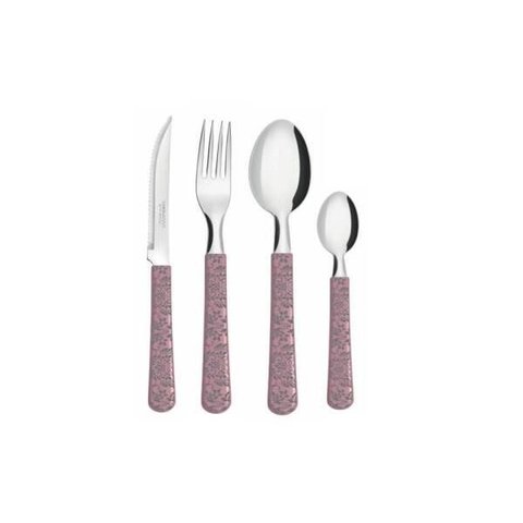 Conjunto de Talheres + Pote - Simonaggio Sintonia Decor Provençal - 25 Pçs - Rosa