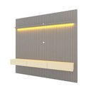 Ver imagem 2 de Painel para TV até 85 Polegadas Sole 3 Gavetas Ripado 100% MDF Cinza/Off White - Pnr Móveis