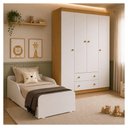 Ver imagem 3 de Jogo de Quarto Infantil com Minicama Montessoriana e Guarda-Roupa Encanto Multimóveis MP4840