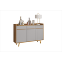 Ver imagem 3 de Aparador Buffet Retrô Quartzo 3 Portas e Prateleira Ajustável Móveis Bechara Cinamomo/off White